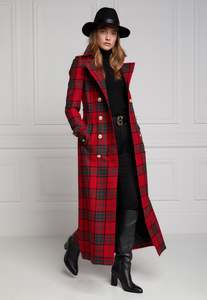 Marlborough Trench Coat Full Length - Red Tartan