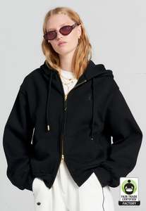 Runaway Girl Cropped Oversized Hoodie - Black