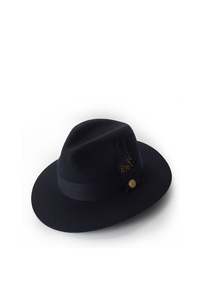 Back In Stock 1: Trilby Hat Spot Feather - Ink Navy
