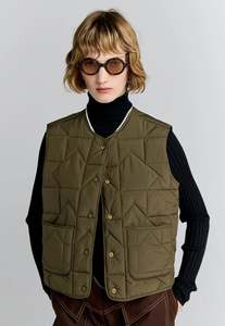 Jackets Blazers: Quilted Drift Vest - Dark Olive