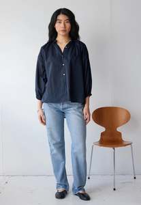 Mahsa: Everyday Blouse - Navy Cotton Voile