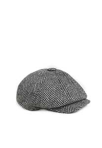 Holland Cooper: Baker Boy Tweed Cap - Wide Tooth Black Herringbone