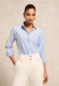 Holland Cooper: Oxford Shirt - Sky Blue Stripe