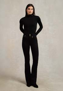 Holland Cooper: High Rise Flared Jean - Stay Black