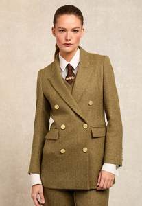 Kensington Double Breasted Blazer - Moss Herringbone