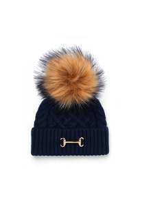 Horsebit Bobble Hat - Ink Navy