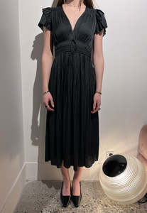 Ulla Johnson: Patrice Flutter Sleeve Midi Dress - Noir
