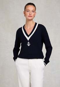 Melissa V Neck Knit - Ink Navy Natural