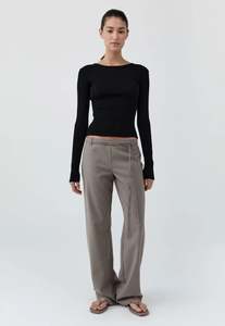 90s Wool Rouleau Minimal Pants - Light Taupe
