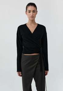 Cashmere Wrap Cardigan - Black