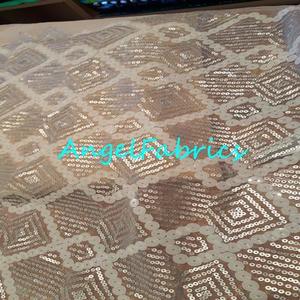 Lurex nets: Silver Cream sequins on Mesh