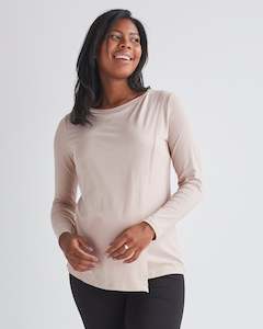 Maternity Casual Tops: Monique Long Sleeve  Nursing Petal Top - Blush Pink