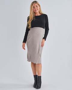 Maternity Skirts Sale: Cozy Elegance Wool Blend Maternity Skirt - Beige
