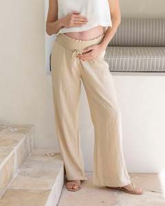 Casual Pants 1: Giulia Maternity Linen Pants in Sand