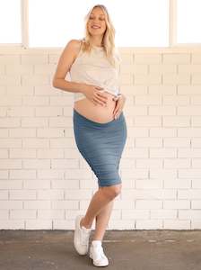 Maternity Skirts Sale: "The Ruched" Maternity Bamboo Skirt - Blue Moon