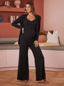 Outfits: "Street to Home" 3-Piece Maternity Set with Wide Leg Maternity Pant in Black