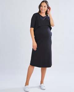 Maternity Essentials: Donna Maternity & Nursing Flip Dress In Black