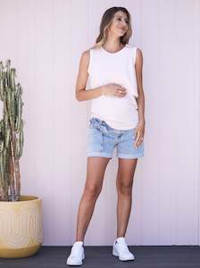 Maternity Summer Denim Shorts - Blue