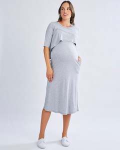Nursing Loungewear: Donna Maternity & Nursing Flip Dress In Grey