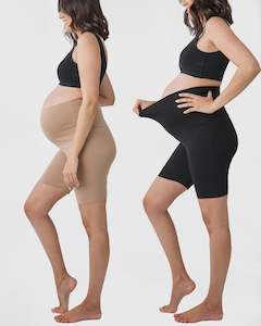 Loungewear Sets: 2-pack Maternity Comfort Shorts in Black & Nude