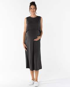 Manon Maternity & Breastfeeding Midi Dress in Black