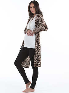 Sold Out: Maternity Long Lounge Cardigan in Leopard Print