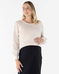 Sylvie Luxury Maternity Knitted Cropped Jumper - Bone