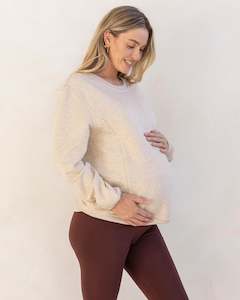 Harper Maternity/Nursing Sweatshirt with Zipper in Cream
