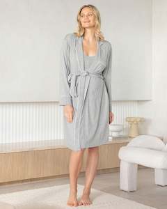 Maternity Bamboo Cotton Robe – Marl Grey