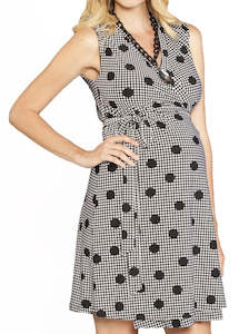 Maternity Classic Sleeveless Wrap Nursing Dress - Houndstooth Print