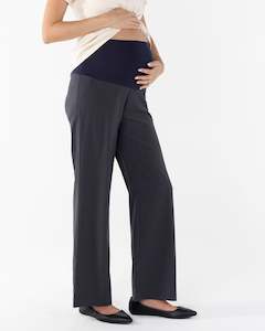 Mid Waist Maternity Relax Leg Work Pants - Dark Grey