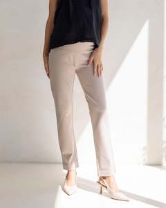 Maternity Pants: Zoe Straight Cut Ponte Maternity Work Pants - Beige