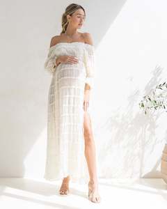 Mariana Sheer Maternity Photoshoot Dress in White
