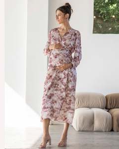 Baby Shower Dresses: Elise Baby Shower Maternity Wrap Dress in Red Print