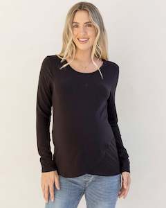 Annie Maternity/ Nursing Soft Nursing Top In Black