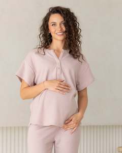 Amara Maternity Cotton Blend Lounge Top in Blush