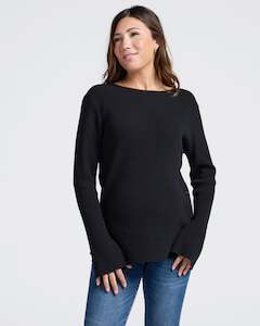 Arial Maternity Oversized Luxury Knit Nursing Jumper in Black