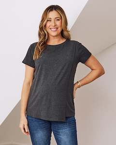 Shortsleeve Tops: Monique Maternity Nursing Petal Top - Charcoal