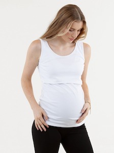 Tanks Tops: Maya Maternity & Nursing Cotton Tank - White