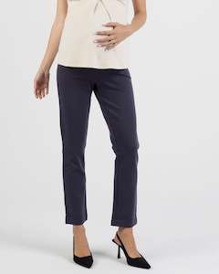 Zoe Straight Cut Ponti Maternity Work Pants in Navy