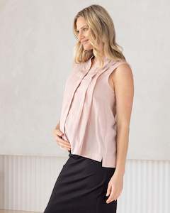Spring Work Wear Collection: Debbie Maternity Button Shirt in Blush Pink