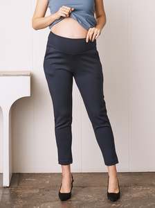 Maternity Pants Sale: Alana Relaxed Ponti Maternity Work Pants - Navy