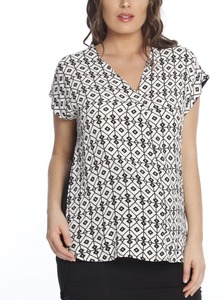 Maternity Relax Fit Short Sleeve Work Blouse - Print/ Black