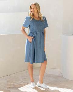 Tencel Denim Smock Maternity Dress