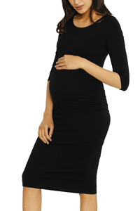 Final Clearance: Body Hugging Maternity Dress - Black
