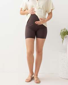 Deluxe Maternity Bamboo Bike Shorts in Cocoa