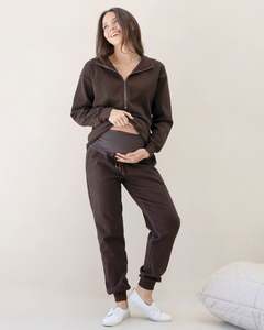 Calla Maternity Tracksuit Set in Cocoa