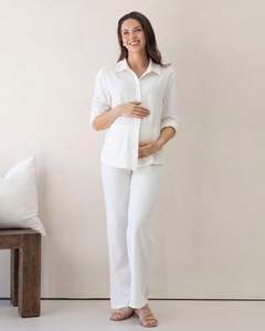 Deanna 2-piece Maternity Lounge Wear Set in White