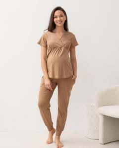 2-Piece Kyra Maternity Loungewear set - Brown