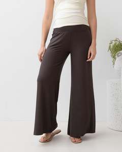 Debra Wide Leg Maternity Bamboo Pants in Cocoa